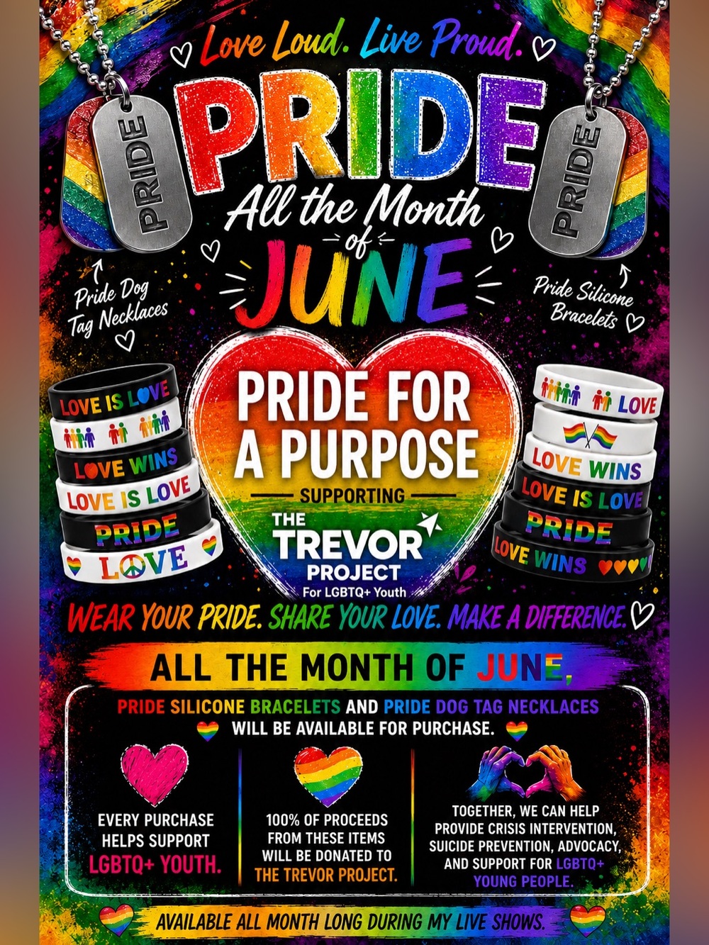 Pride Bracelets & Hang tags for The Trevor Project - Pick One